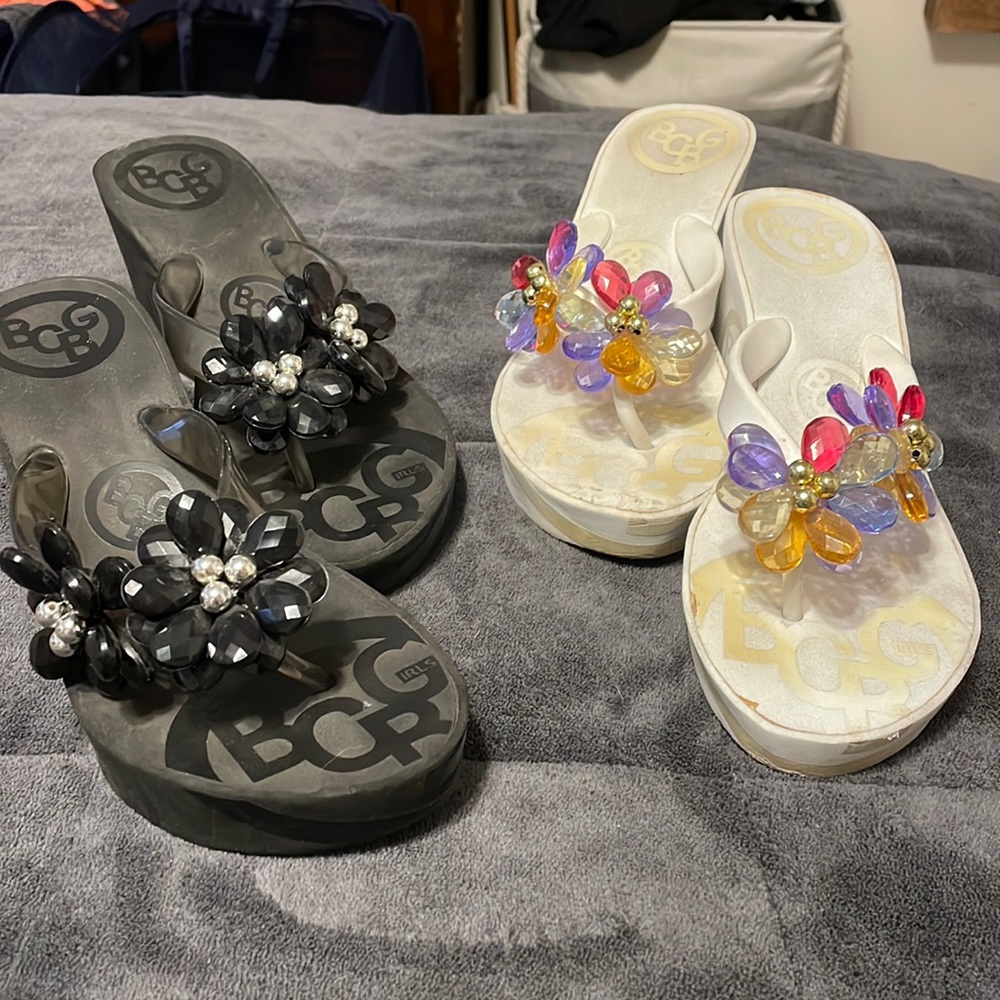 2 pair BCBG bling sandals